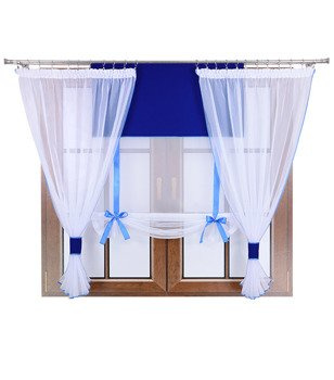 Komplet 2 firany panel z kokardkami Vigo II kobaltowy