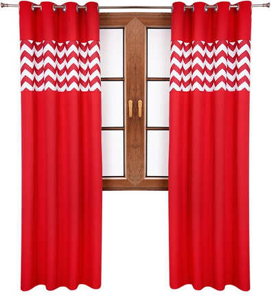 Zasłona matowa duo zygzaki Cindy wzór B4 czerwona