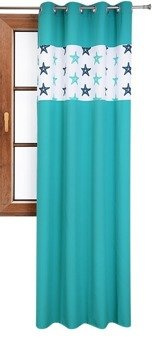 Zasłona matowa duo gwiazdki Cindy wzór U1 turkusowa