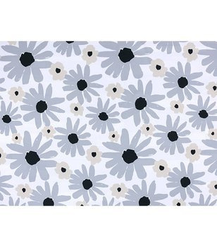 Materiał na metry z nadrukiem szare kwiaty wzór J1 na zasłony