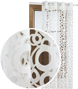 Zasłona ecru w ażurowe wycinane laserowo wzory koła