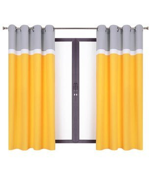 Urocza zasłona trio słonecznie żółta pas biały szary Maiko wzór 11