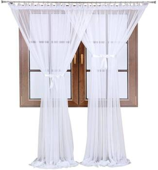 Romantyczna firana biała z gładkiej markizety siateczki Milagros II