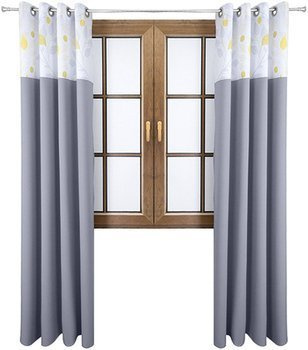 Zasłona jasno szara matowa  duo liście  Rubi 2 wzór C2