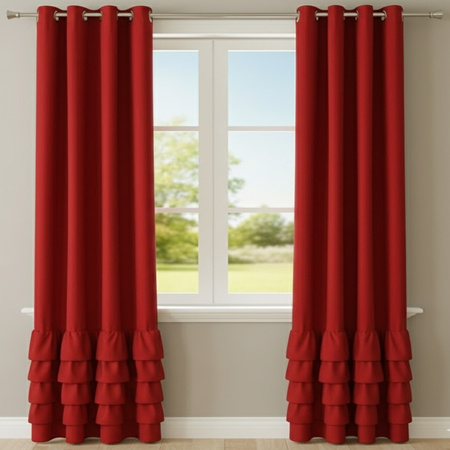 Elegancka zasłona gładka matowa z falbanami Carmen