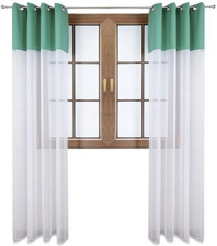 Firana duo z woalu i tkanina matowa morska Inez II