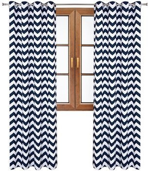Zasłona w wzory Rubi granatowe zygzaki wzór B5