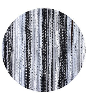 Makaron sznurki z wplecioną srebrną taśmą biały czarny srebrny