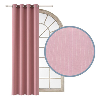 Zasłony z naturalnego lnu w prążki lniana zasłona jasny różowy len w paski