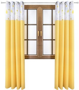 Zasłona słoneczna żółta matowa  duo liście  Rubi 2 wzór C2