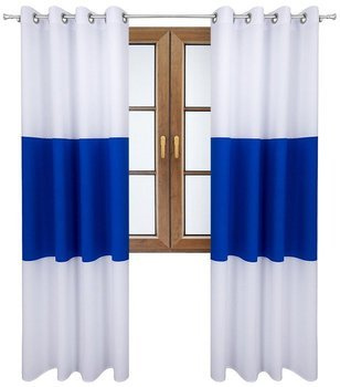 Zasłona gładka matowa trio Sally biała z kobaltem