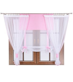 Komplet 2 firany panel z kokardkami Vigo II jasny różowy