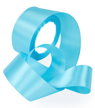 Wstążka atłasowa taśma szeroka lamówka do firan i zasłon błękitna