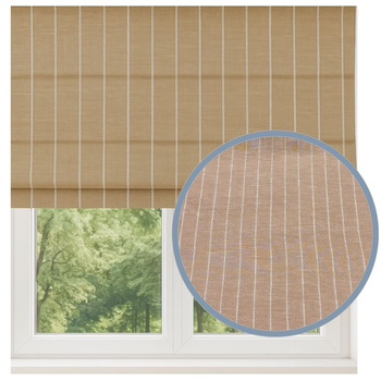 Roleta rzymska lniana len w prążki z naturalnego lnu w pionowe paski ciepły beż