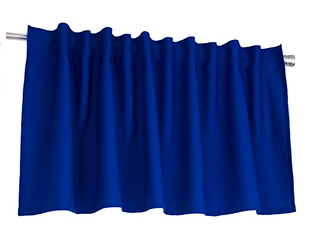 Ozdobny lambrekin z tkaniny matowej szafirowy