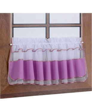 Zazdrostka z woalu i tkaniny matowej wrzosowa Bari z falbanką