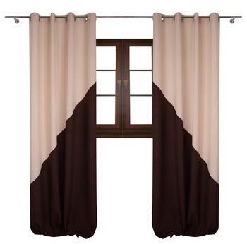 Stylowa zasłona dwukolorowa skos beżowa gorzka czekolada Norena