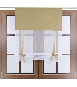 Uroczy panel ekran z woalu Vigo z kokardkami ciemny beżowy