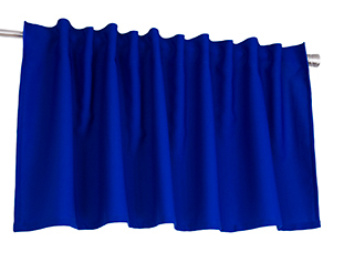 Ozdobny lambrekin z tkaniny matowej kobaltowy