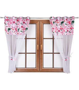 Zestaw firan duo z woalu i tkaniny w kotki Hania wzór V1