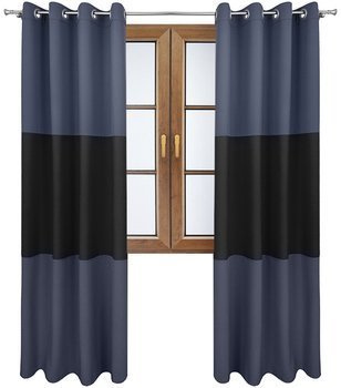 Zasłona gładka matowa trio Sally ciemno szara z czarnym