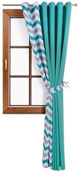 Zasłona turkusowa z podwiązką duo zygzaki Areta wzór 7