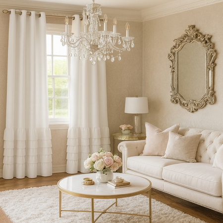 Elegancka zasłona gładka matowa z falbanami Carmen biała