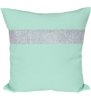 Poszewka dekoracyjna ozdobiona cyrkoniami miętowa