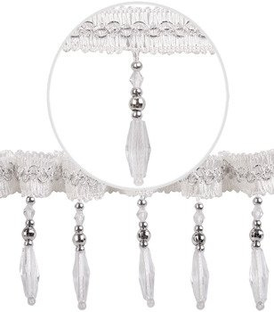 Dekoracyjna taśma z koralikami do firan i zasłon wzór 3 biały