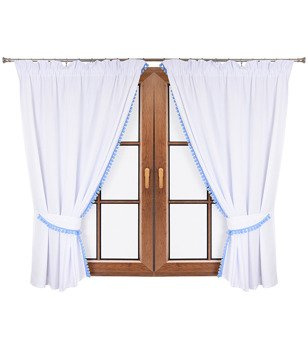 Komplet zasłon białych z pomponami Lilo 16 wzór 1