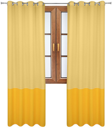 Zasłona duo jasno żółta z pasem na dole żółtym Soma
