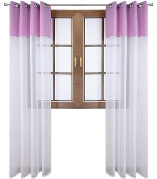 Firana duo z woalu i tkanina matowa wrzosowa Inez II