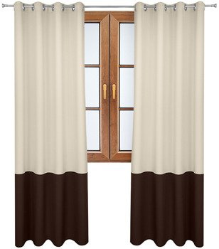 Zasłona duo chłodno beżowa z pasem na dole venge Soma