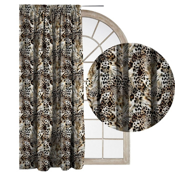 Zasłona Glam aksamitna welurowa brąz i beże lamparci wzór  G35 welwet