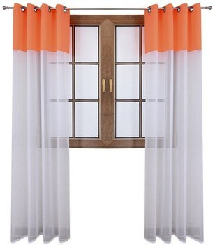 Firana duo z woalu i tkanina matowa neon pomarańczowa Inez II