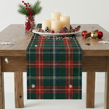 Bieżnik świąteczny w kratkę czerwono zielony dekoracja na stół ławę boże narodzenie