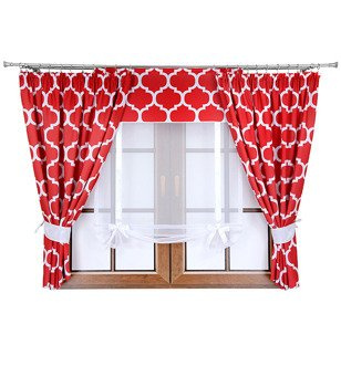 Komplet 2 zasłony czerwone maroko A5 panel z kokardkami Rubi IV