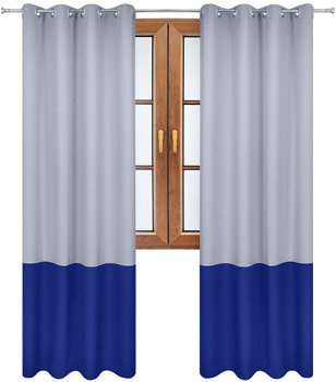 Zasłona duo jasno szara z pasem na dole kobaltowym Soma