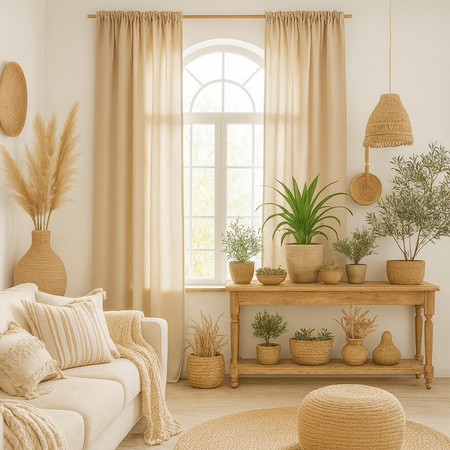 Stylowe zasłony z naturalnego lnu elegancka lniana zasłona len kremowy beż 3