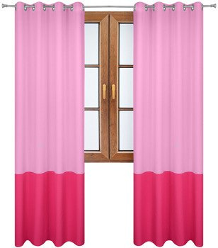 Zasłona duo jasno różowa z pasem na dole ciemny róż Soma