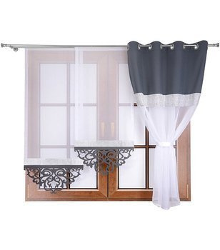 Komplet ozdobiony cyrkoniami firana duo panele z ażurem Alexis