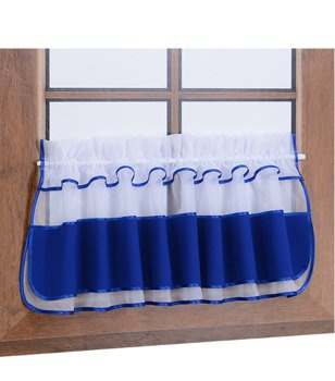 Zazdrostka z woalu i tkaniny matowej szafirowa Bari z falbanką