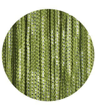 Makaron sznurki z wplecioną srebrną taśmą oliwkowy