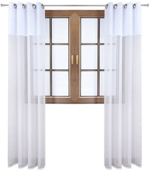 Firana duo z woalu i tkanina matowa biała Inez II