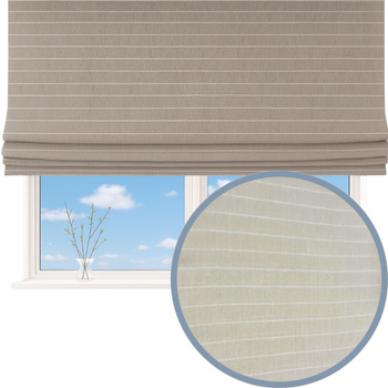 Roleta rzymska lniana len w prążki jasno beżowa z naturalnego lnu w poziome paski