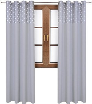 Zasłona jasno szara matowa  duo groszki Rubi 2 wzór E1 kropki