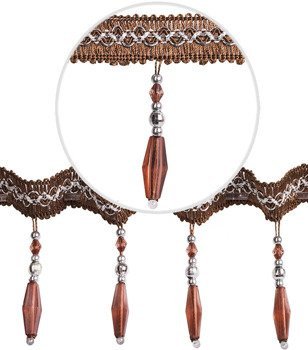 Dekoracyjna taśma z koralikami do firan i zasłon wzór 11 brązowy