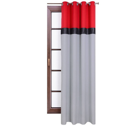 Zasłona matowa Ariel II jasno szara pas czerwony z cyrkoniami