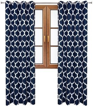 Zasłona w wzory Rubi granatowe maroko wzór A8