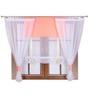 Komplet 2 firany panel z kokardkami Vigo II brzoskwiniowy
